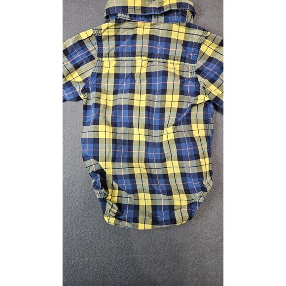 OshKosh B'Gosh Baby Boys Button Up Collar Size 6 Months Plaid Blue Long Sleeve - Picture 5 of 6